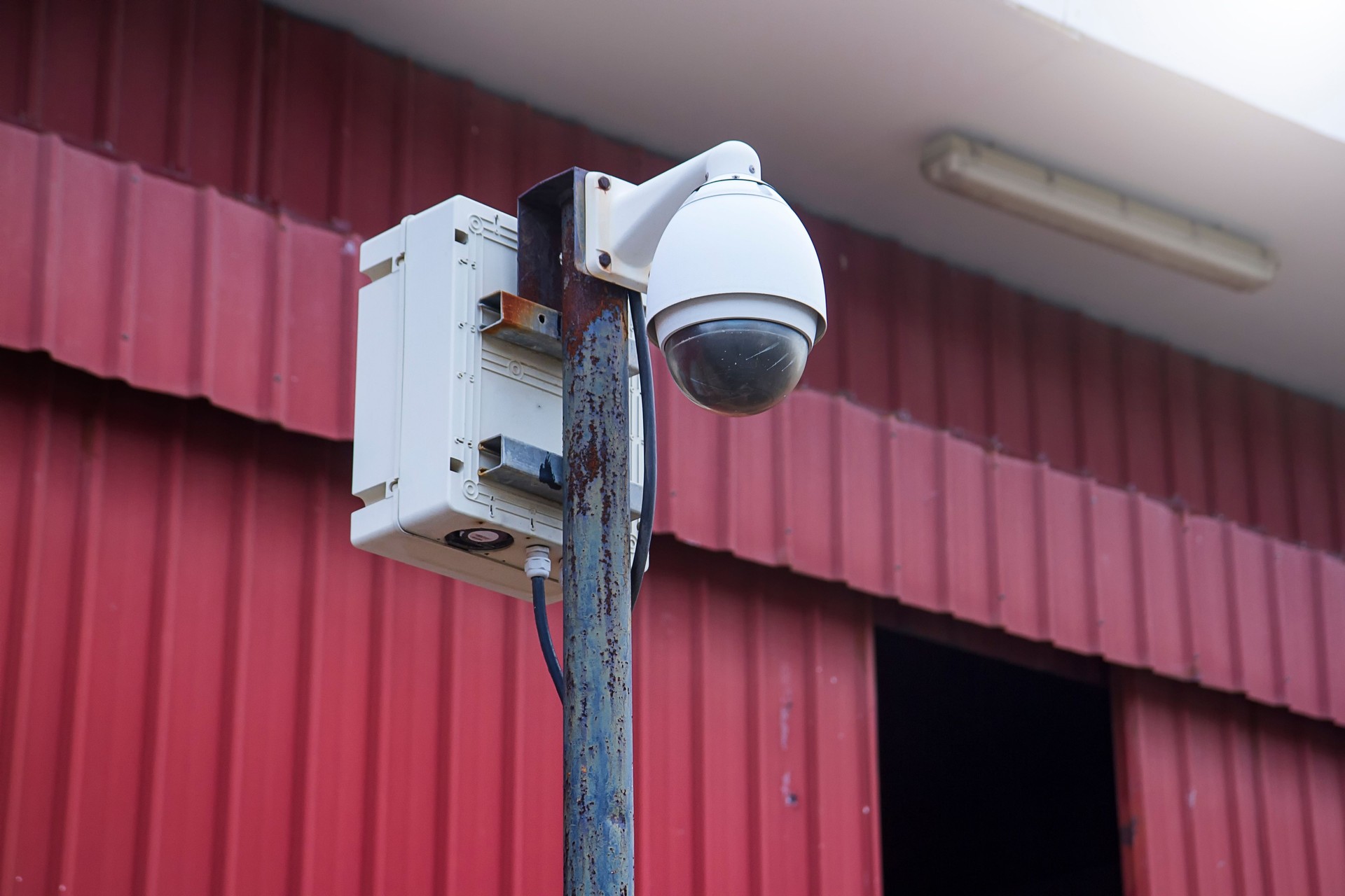 outdoor cctv security camera on a building